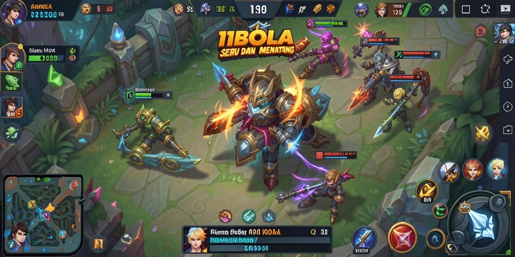 Screenshot gameplay seru di 11BOLA dengan aksi pertarungan tim.