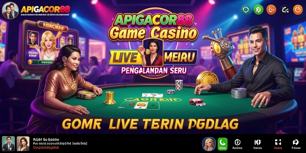 Screenshot utama APIGACOR88 yang menampilkan suasana permainan Live Casino.