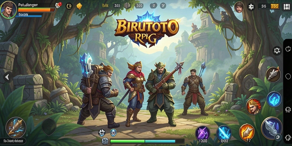 Screenshot gameplay BIRUTOTO menampilkan aksi pertarungan yang seru dalam dunia RPG.