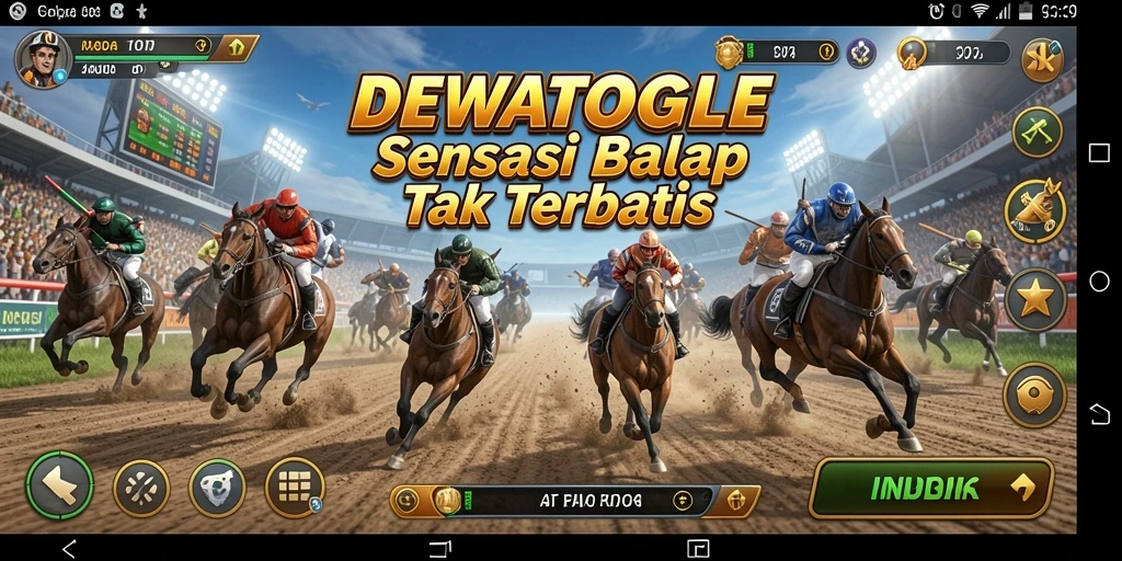 Screenshot DEWATOGEL menampilkan aksi balap yang mendebarkan.
