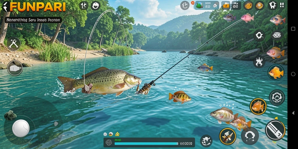 Tangkapan ikan yang menakjubkan di gameplay FUNPARI.
