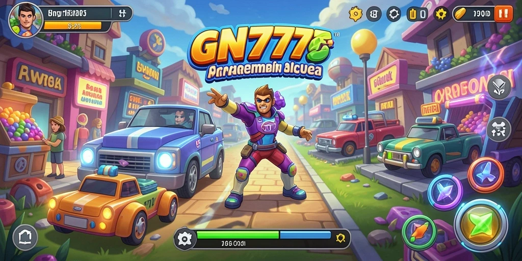 Screenshot utama GN777 menampilkan gameplay Arcade yang menarik dan penuh warna.
