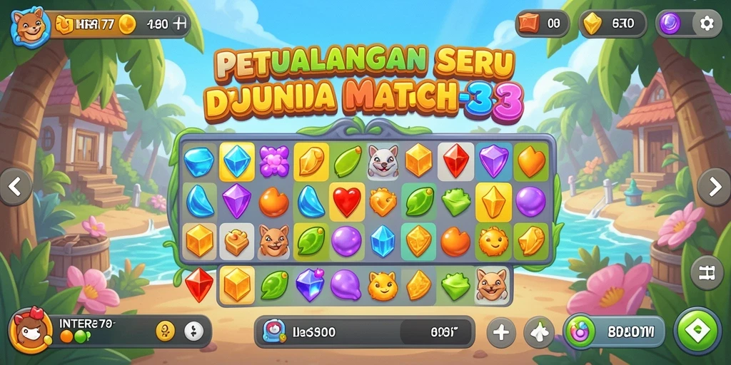 Screenshot utama INTER77 yang menampilkan gameplay seru Match-3.