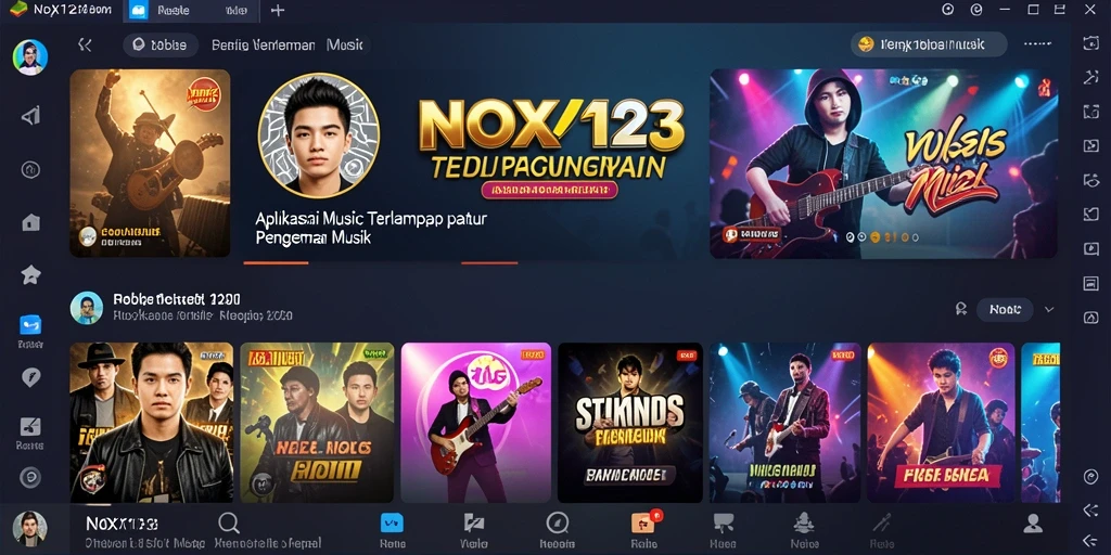 Tangkapan layar gameplay NOX123 yang menampilkan fitur musik interaktif.