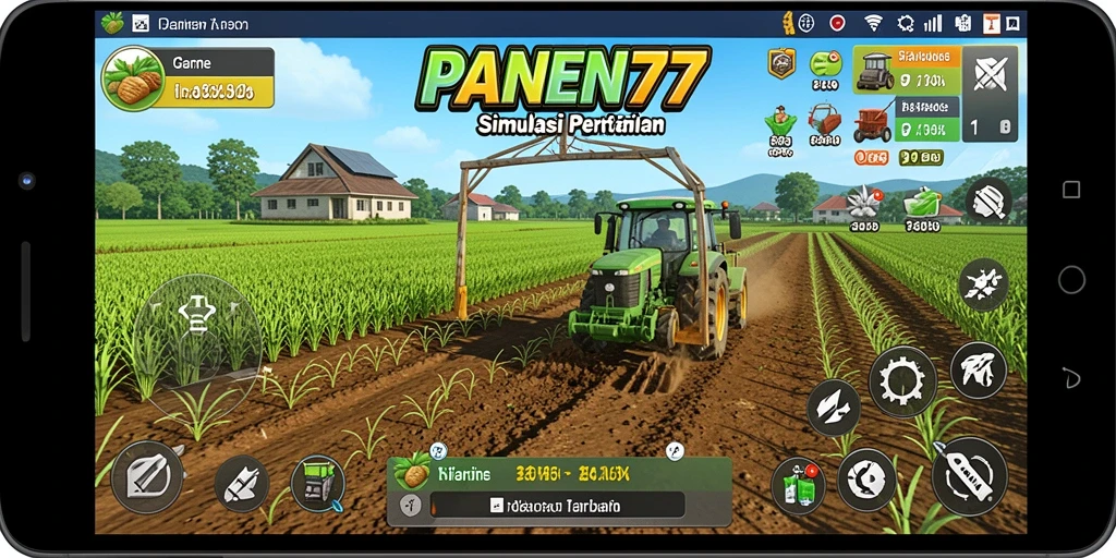 Tangkapan layar gameplay <strong>PANEN77</strong> yang menunjukkan pengelolaan pertanian.