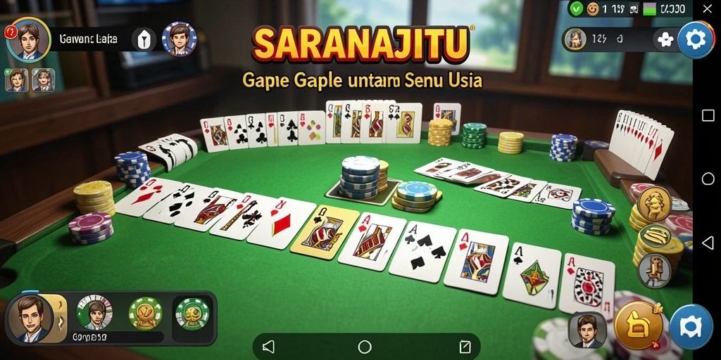 Screenshot SARANAJITU menampilkan gameplay Gaple yang menyenangkan.