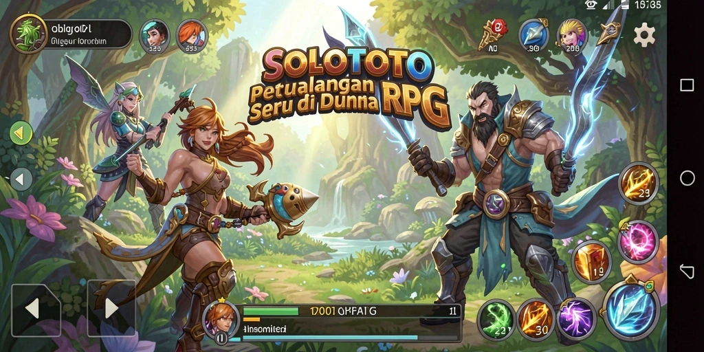 Tampilan gameplay mendalam dari SOLOTOTO dengan pertarungan RPG yang seru.