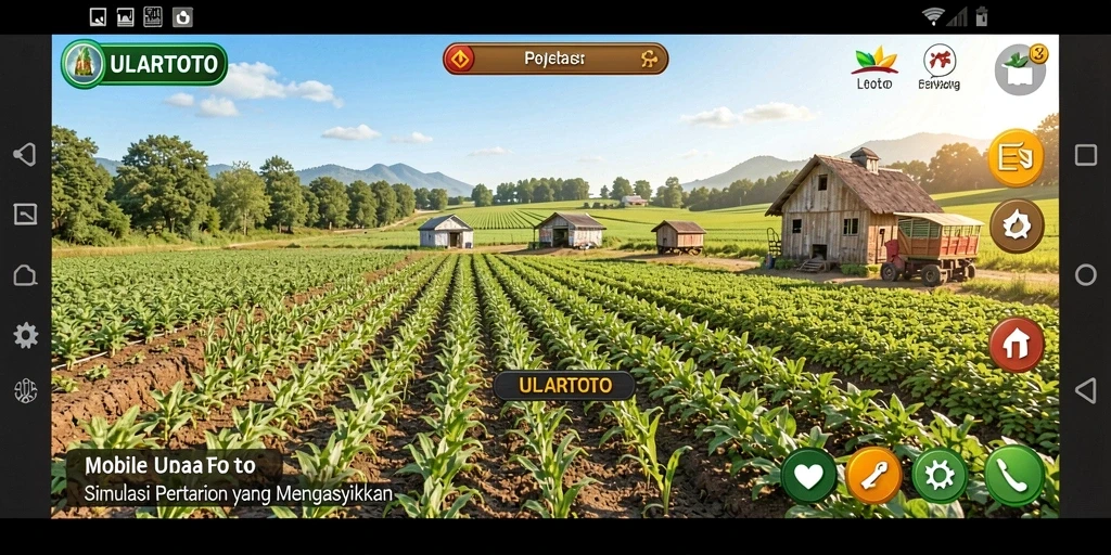 Tangkapan layar gameplay ULARTOTO yang menunjukkan aktivitas pertanian yang menyenangkan.